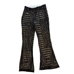 Sequin Mesh Flare Pants - XL